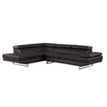 HomeRoots 124" Black Leather L-Shaped Two-Piece Corner Sectional