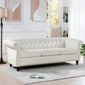 Cream 84.65 Traditional Chesterfield 3-Seater Sofa in PU Leather