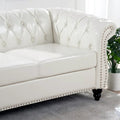 Cream 84.65 Traditional Chesterfield 3-Seater Sofa in PU Leather