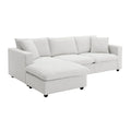 Contemporary L-Shaped Sectional Sofa Set with 2 Complimentary Pillows, 4-Seater Polyester Couch and Convertible Ottoman