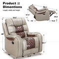 Spacious Faux Leather American-Style Recliner Chair for Living Room
