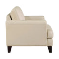 Lisa 38-Inch Cream Top Grain and Split Leather Accent Chair with Solid Wood Frame