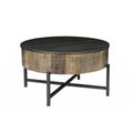 Rustic Vintage Round Coffee Table with Storage