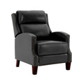Authentic Leather Pushback Recliner with Adjustable Seat Back and Sturdy Wooden Legs