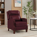 Authentic Leather Pushback Recliner with Adjustable Seat Back and Sturdy Wooden Legs