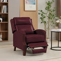 Authentic Leather Pushback Recliner with Adjustable Seat Back and Sturdy Wooden Legs