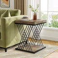 19.75-Inch Square Faux Marble End Table with Gold Accents - Modern Bedside & Living Room Table