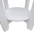 Two-Tiered Round Wooden Side Table in White and Brown