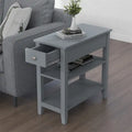 Compact End Table with Drawer and Shelf - Dimensions: 11.22D x 23.62W x 24.02H