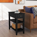 Compact End Table with Drawer and Shelf - Dimensions: 11.22D x 23.62W x 24.02H