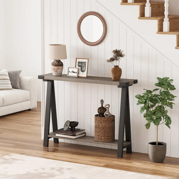 2-Tier Entryway Sofa Table with Storage Shelf