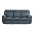 Cliff 85-Inch Blue Microfiber Manual Reclining Sofa with Solid Wood and Metal Frame