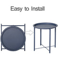 Javlergo Set of 2 Folding Round Steel TV Tray Tables - Compact Side Tables, No Assembly Needed - Dimensions: 18.5 x 18.5 x 19.7 in