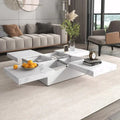39.4-Inch Square Marble Veneer Coffee Table with Sliding Storage Top