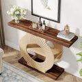 Rustic Wood Console Table with Storage Shelves for Living Room Entryway