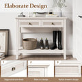Bohemian Natural Rattan Console Table with Expanded Top and Dual Drawers