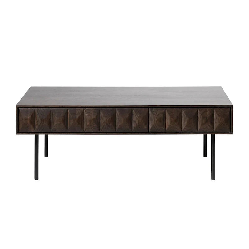 Rye Studio Contemporary 46-Inch Wide Espresso Oak Coffee Table with 2 Drawers - Dimensions: 28W x 46L x 16.5H
