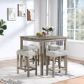 5-Piece Wood Dining Set: Square Table with 4 Upholstered Chairs