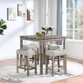 5-Piece Wood Dining Set: Square Table with 4 Upholstered Chairs