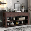 Solid Pine Wood Console Table Featuring Two Open Shelves