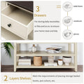 Solid Pine Wood Console Table Featuring Two Open Shelves