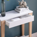 Contemporary Two-Tone Console Table with Dual Shelves - White and Tan