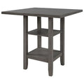 5-Piece Wooden Counter Height Dining Set with Cushioned Chairs and Storage Shelves