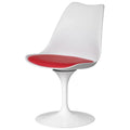 Mid-Century Modern Swivel Tulip Accent Chair with Plush Cushioned Seat in White Polypropylene