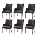 Set of 6 Albert Farmhouse Upholstered Solid Wood Dining Chairs by HULALA HOME