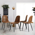 HomyLin Set of 4 Suede Dining Chairs with Black Metal Legs - Stylish Side Accent Chairs