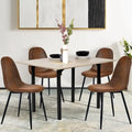HomyLin Set of 4 Suede Dining Chairs with Black Metal Legs - Stylish Side Accent Chairs