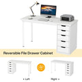 Contemporary Minimalist Computer Desk with 5 Drawer Storage for Study and Writing