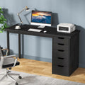 Contemporary Minimalist Computer Desk with 5 Drawer Storage for Study and Writing