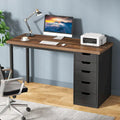 Contemporary Minimalist Computer Desk with 5 Drawer Storage for Study and Writing