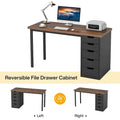 Contemporary Minimalist Computer Desk with 5 Drawer Storage for Study and Writing