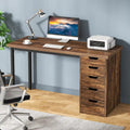Contemporary Minimalist Computer Desk with 5 Drawer Storage for Study and Writing