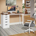 Contemporary Minimalist Computer Desk with 5 Drawer Storage for Study and Writing