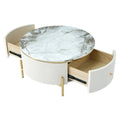 Contemporary Round Coffee Table Featuring Storage Drawers