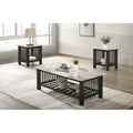 Antique Walnut End Table with Faux Marble Top in Black