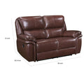 Jack 66-Inch Manual Recliner Loveseat in Plush Brown Top Grain Leather with Wood Accents