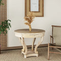 Small Round Dining Table with Curved Legs in Farmhouse Style