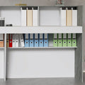 White Reception Desk with Computer Surface and Four Shelves