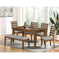 Set of 2 Walnut and Light Gray Ladder Back Side Chairs