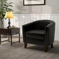 Ethan Barrel Accent Chair in PU Leather with Nailhead Detailing