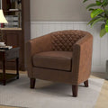 Ethan Barrel Accent Chair in PU Leather with Nailhead Detailing
