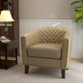 Ethan Barrel Accent Chair in PU Leather with Nailhead Detailing