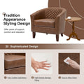 Ethan Barrel Accent Chair in PU Leather with Nailhead Detailing