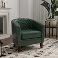 Ethan Barrel Accent Chair in PU Leather with Nailhead Detailing