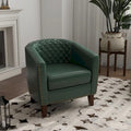 Ethan Barrel Accent Chair in PU Leather with Nailhead Detailing