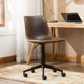 Antique Brown Faux Leather 360-Degree Swivel Office Chair with Air Lift